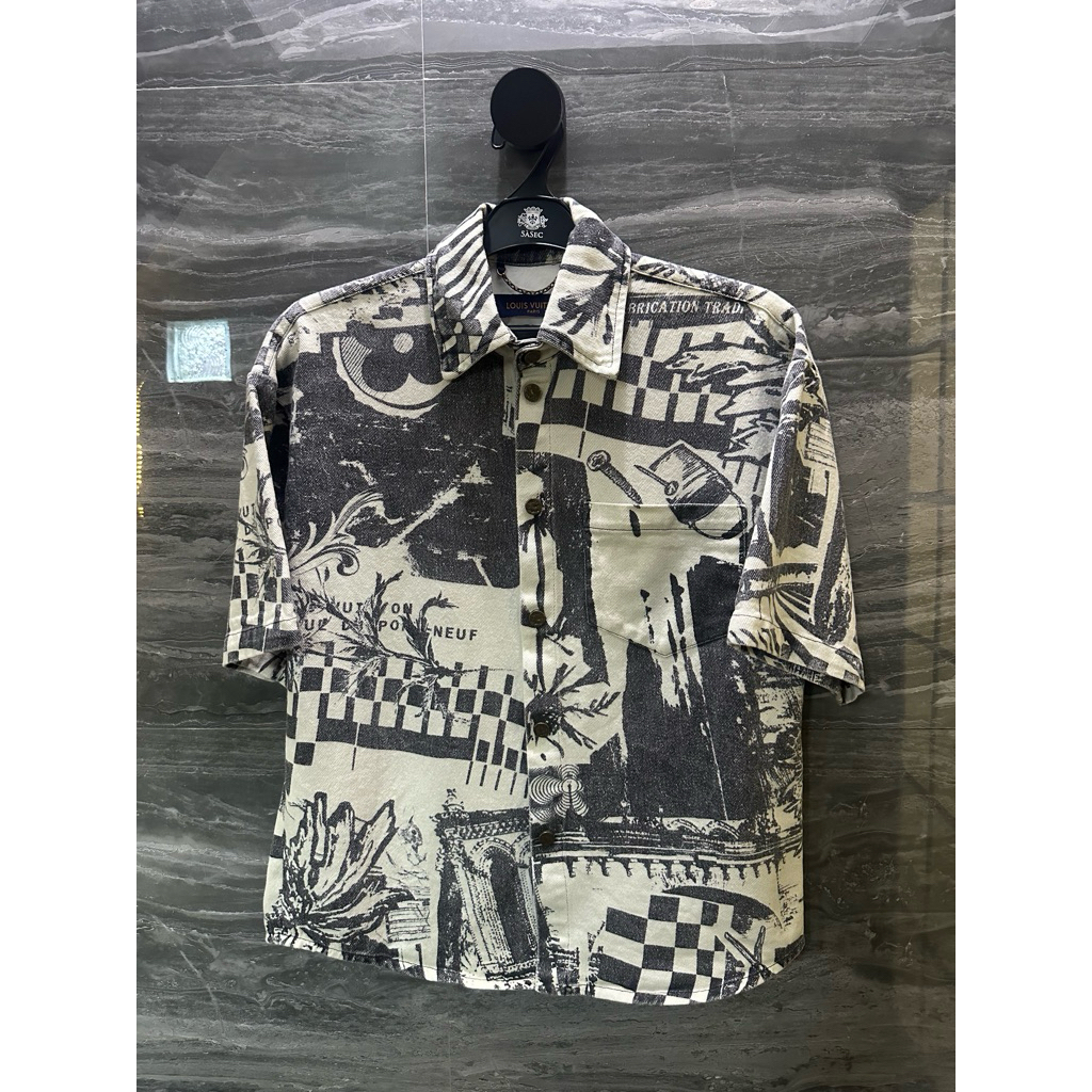 Louis Vuitton Graffiti denim short sleeve shirt