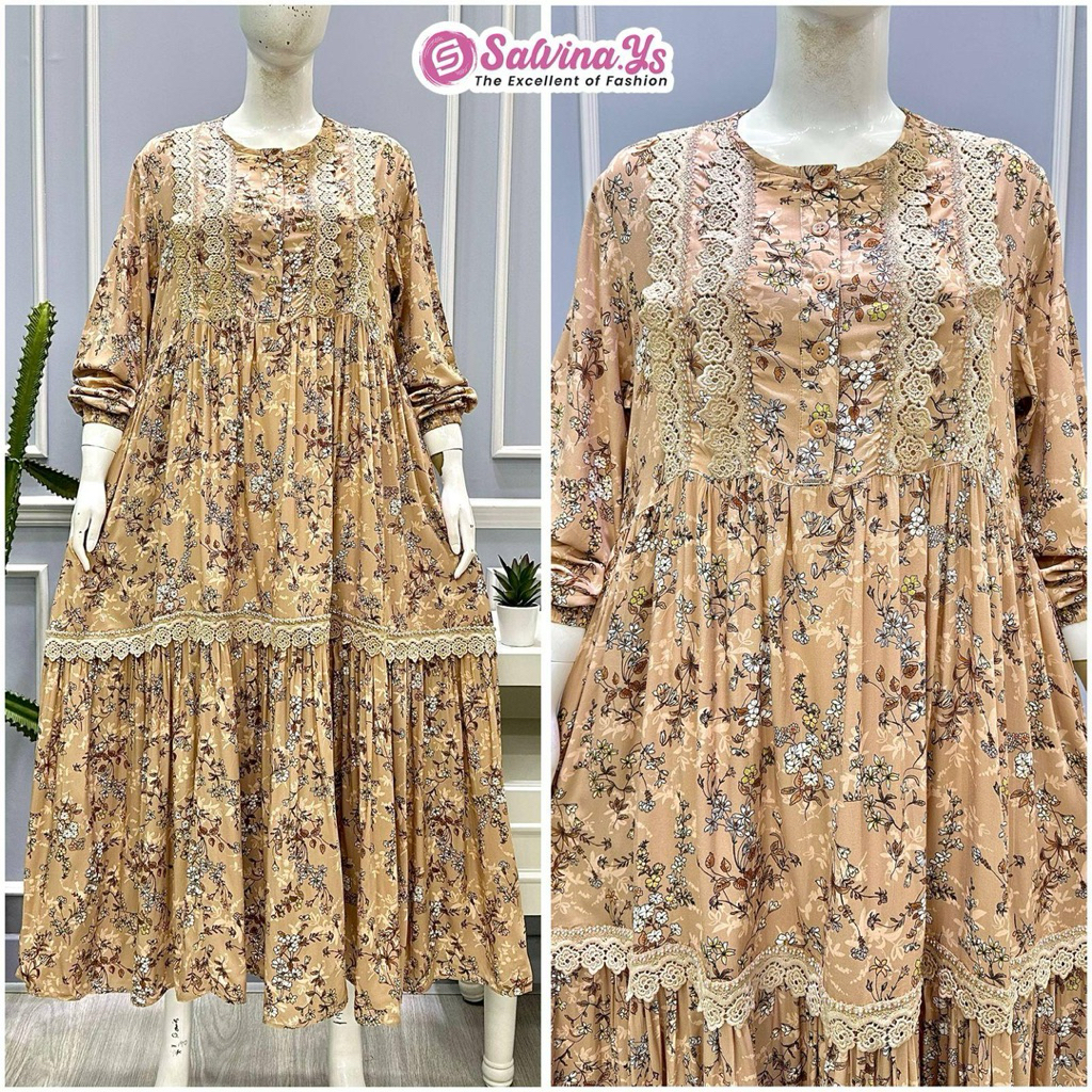 Miid dress salvina.ys ori motif bunga renda payet