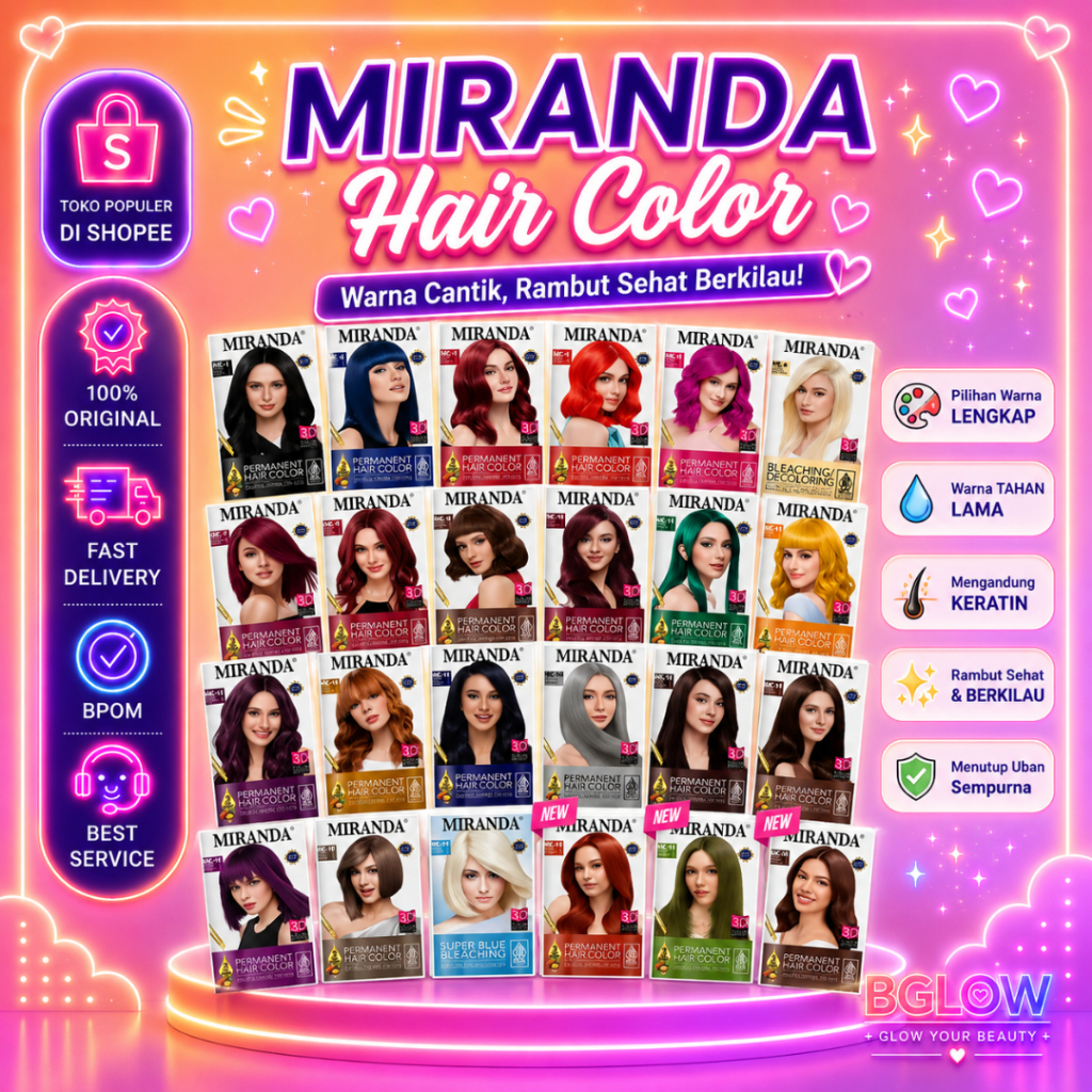 Miranda Hair Color (Cat Rambut Permanen) 30ML - Semir Rambut Instan All Varian | Semir Rambut Banyak