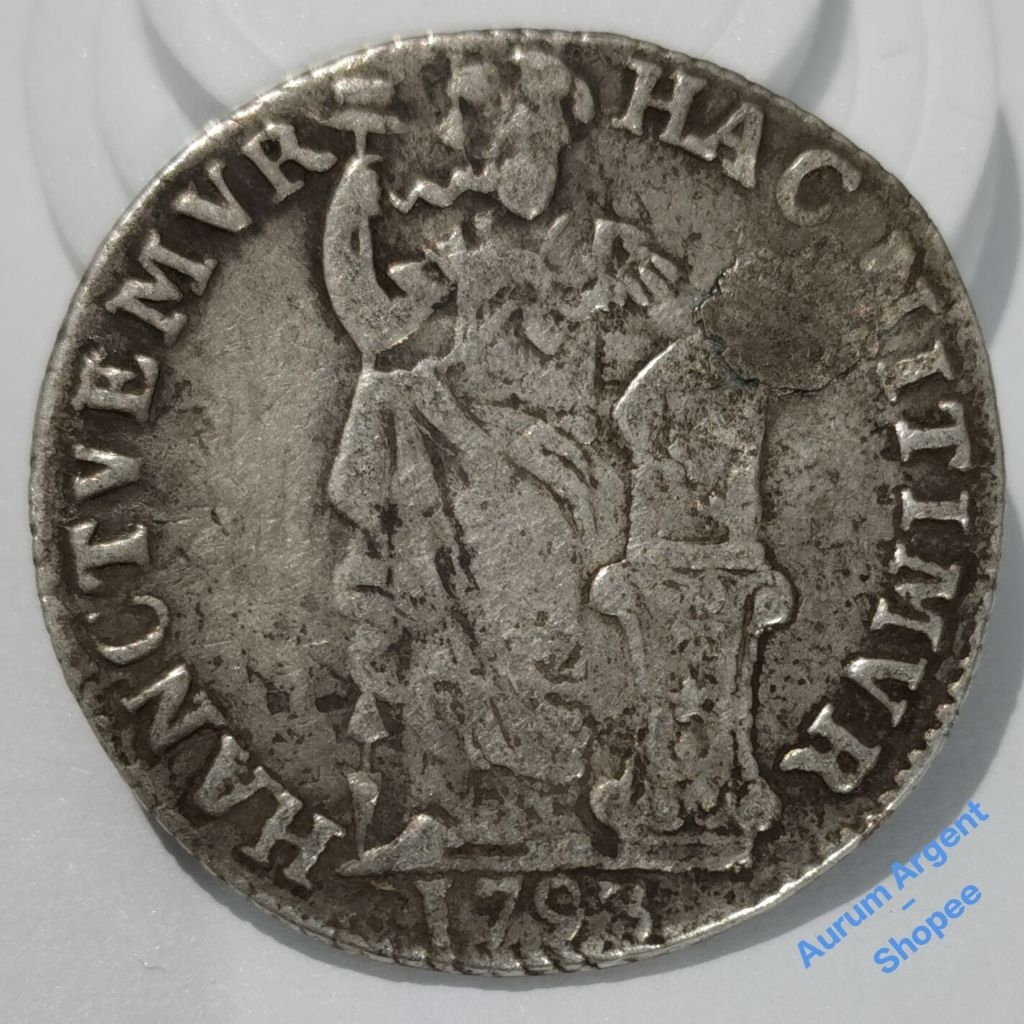 G.6-- 1 PC KOIN PERAK KUNO ASLI GULDEN DEWI PALLAS TH 1793. -- SILVER COIN --