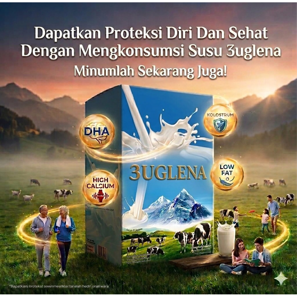 3uglena Susu bubuk Kolostrum  sapi  tinggi kalsium DHA Obat Diabetes Kolestrol Hipertensi Tulang nye