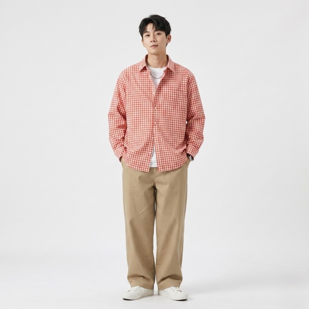 Bajukipa Kemeja Kotak Katun Salem Pink