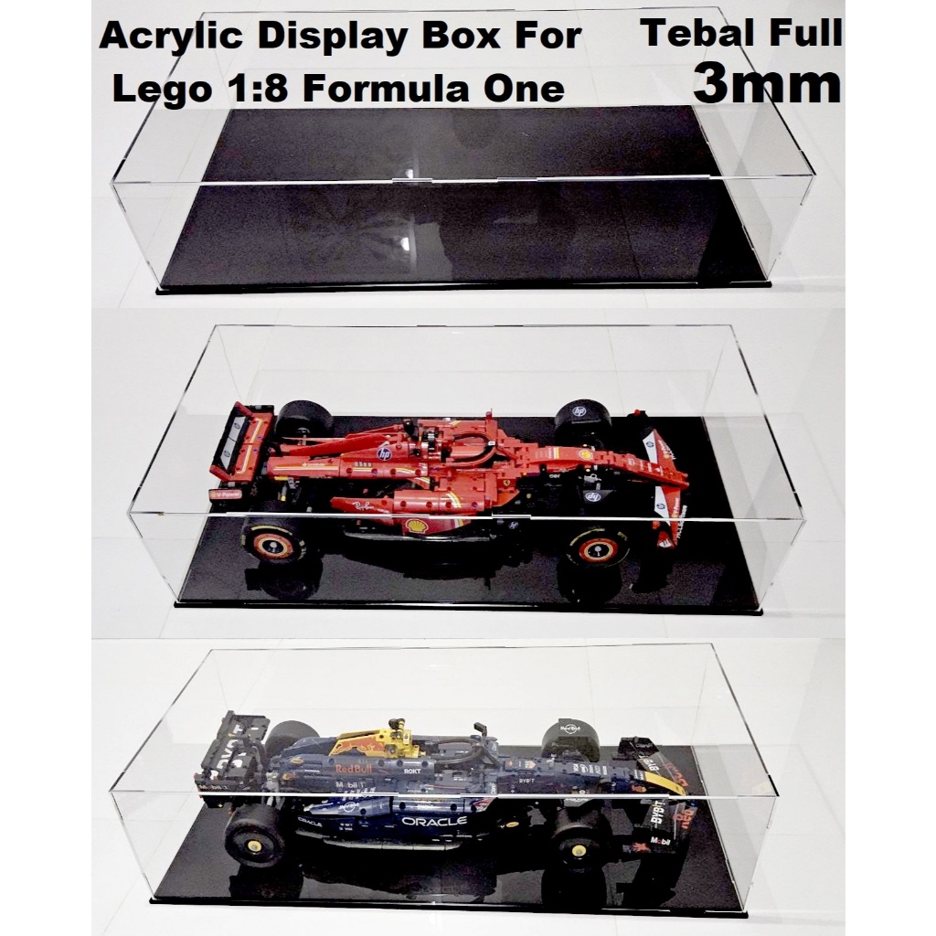 Box Acrylic Display Box Kotak Akrilik P69 x L32 x T16 cm for Lego 42171 Mercedes AMG 42207 Ferrari S