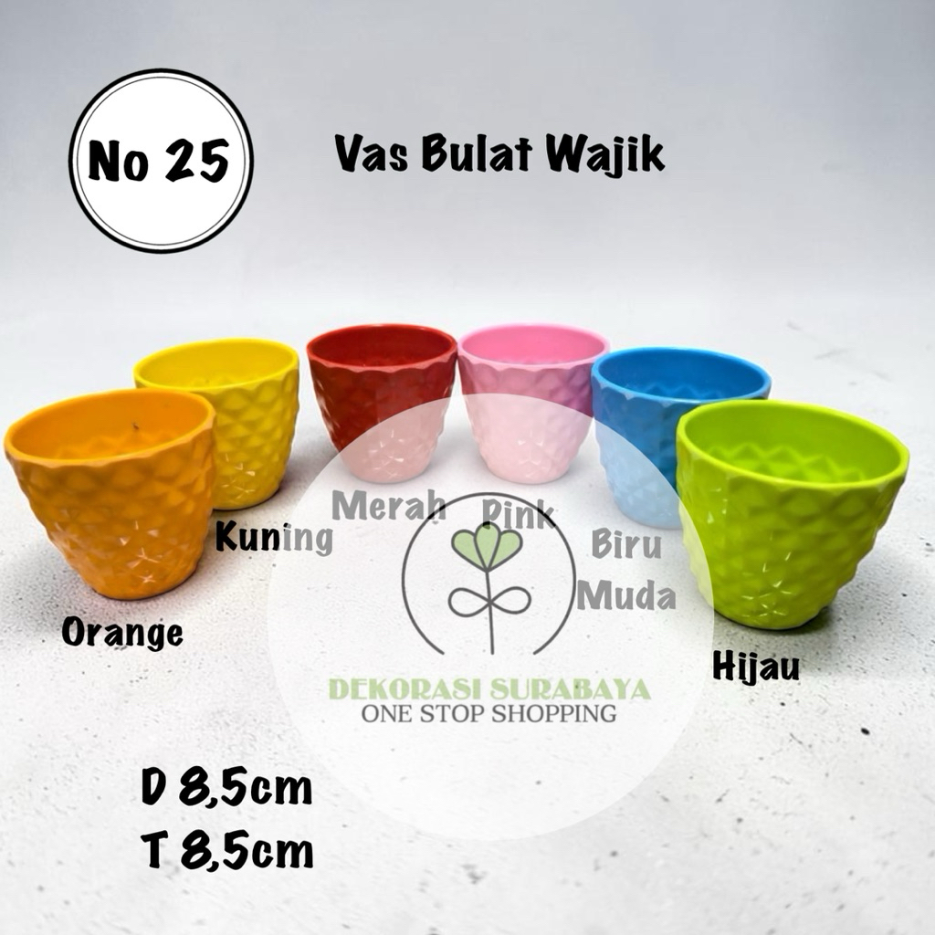 Dekorasi Taman Vas Bunga Melamin / Pot Bunga Melamin bulat Wajik (No 25)