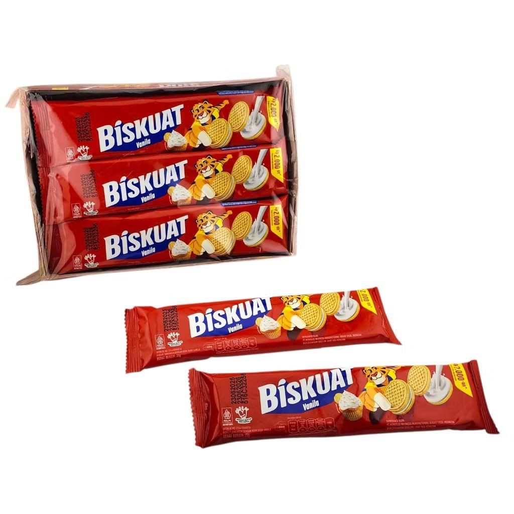 Biskuat Sandwich cream strawberry & vanilla ( 1 pack 12pcs )