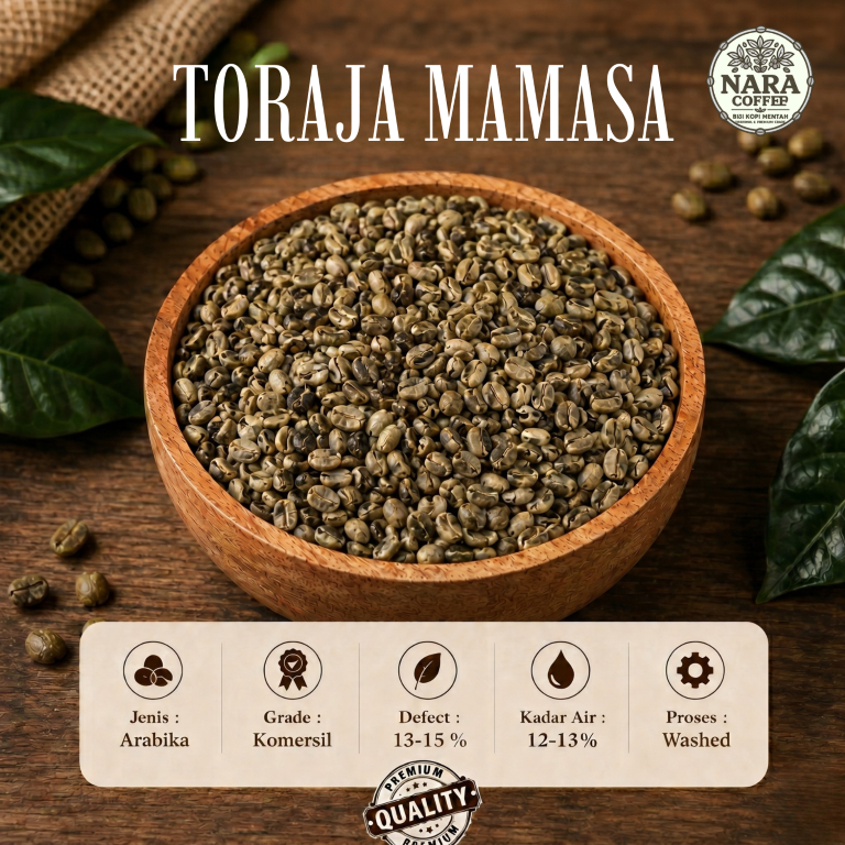 Green Bean biji kopi Arabika Toraja Mamasa - Komersial 1Kg/1000 Gr