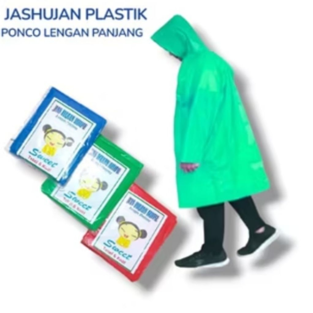 Jas Hujan Plastik Setelan & Ponco Multifungsi Tebal Kuat