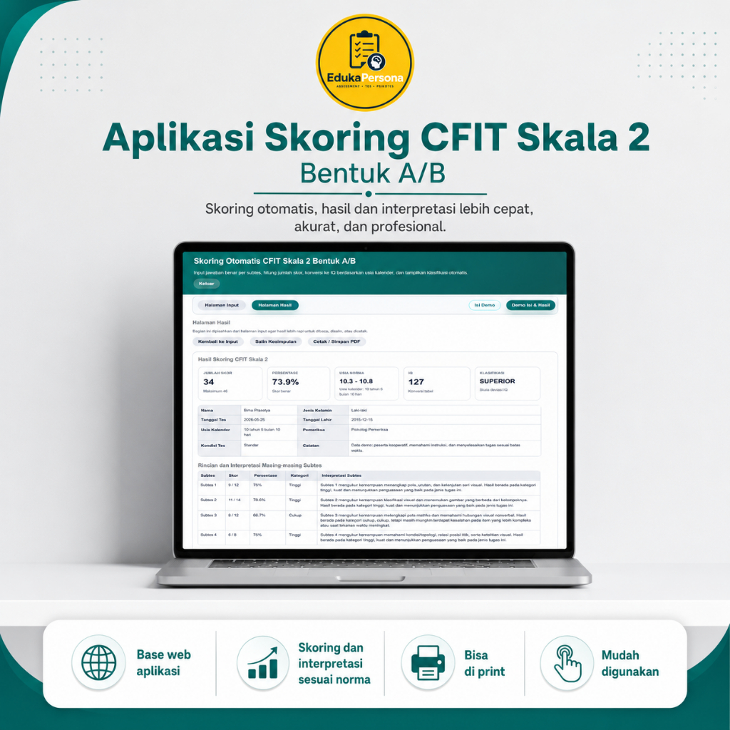 Aplikasi Skoring dan Interpretasi CFIT 2 - Culture Fair Intelligence Test Skala 2 Personaedu