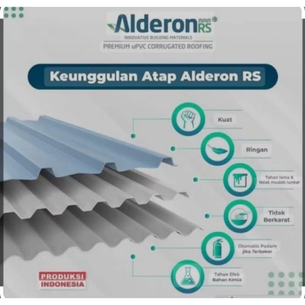 Atap UPVC Alderon Single Layer Coklat 3-6 Meter