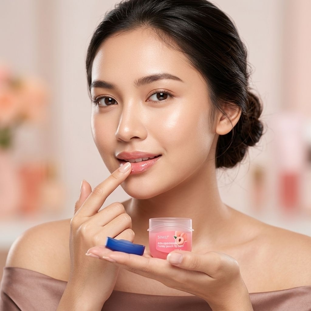 ​SIMU Lip Balm Pelembab Bibir Kering Pecah Masker Pelembab Propolis Honey Peach Gel Original 7g