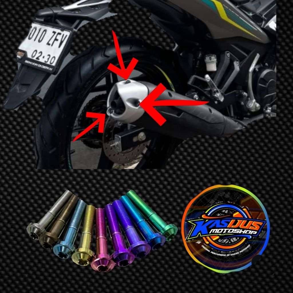 baut corong knalpot mx king baut endmupler mx king titanium satu set 3 biji