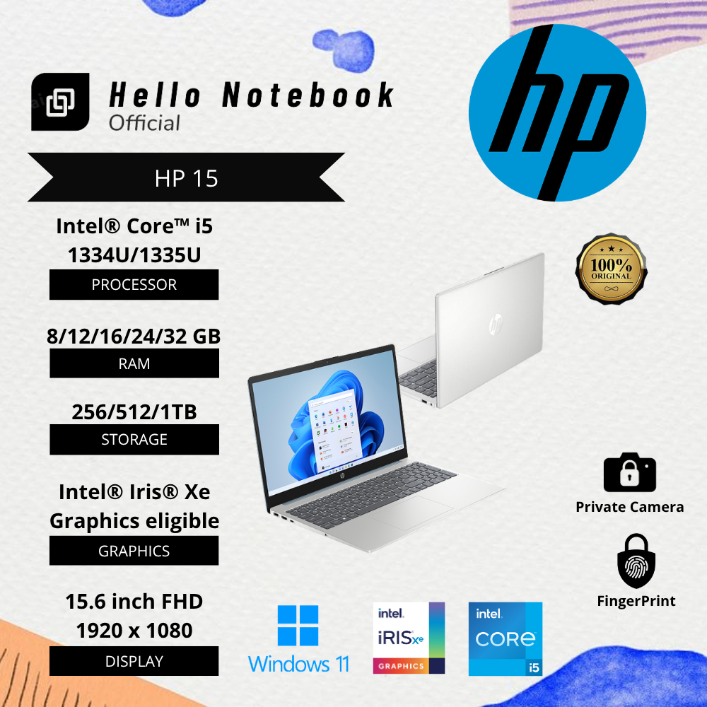 Laptop Baru HP 15 Intel Core i5 Gen 13 |  Intel Core i5 Gen 14 SSD