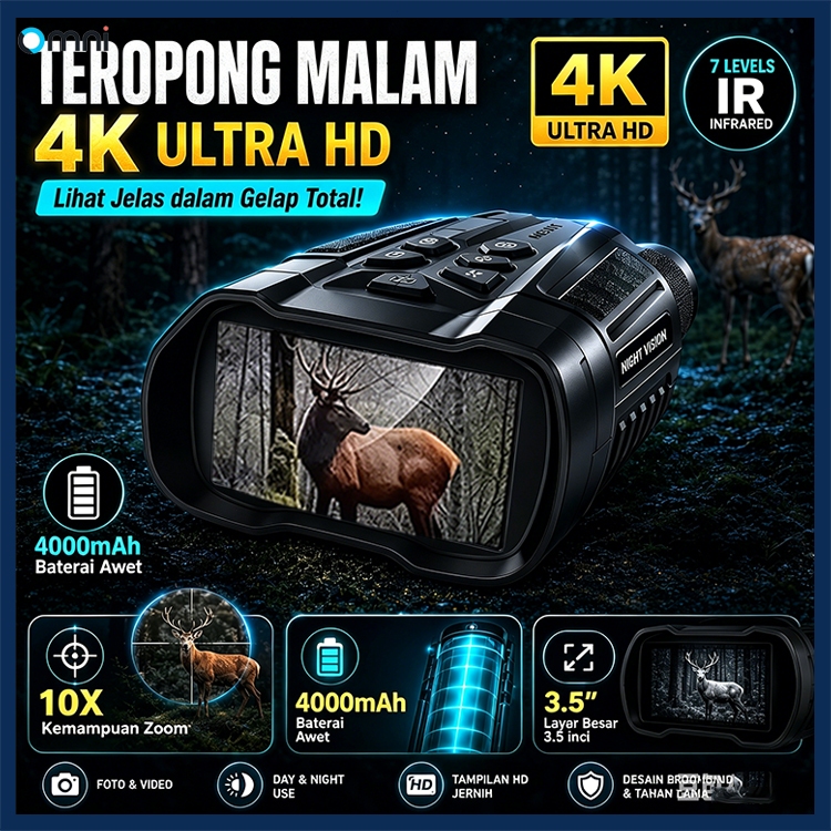 Night Vision Devices Teleskop Digital 4K Piksel Kamera Penglihatan Malam Inframerah Teropong Pengama
