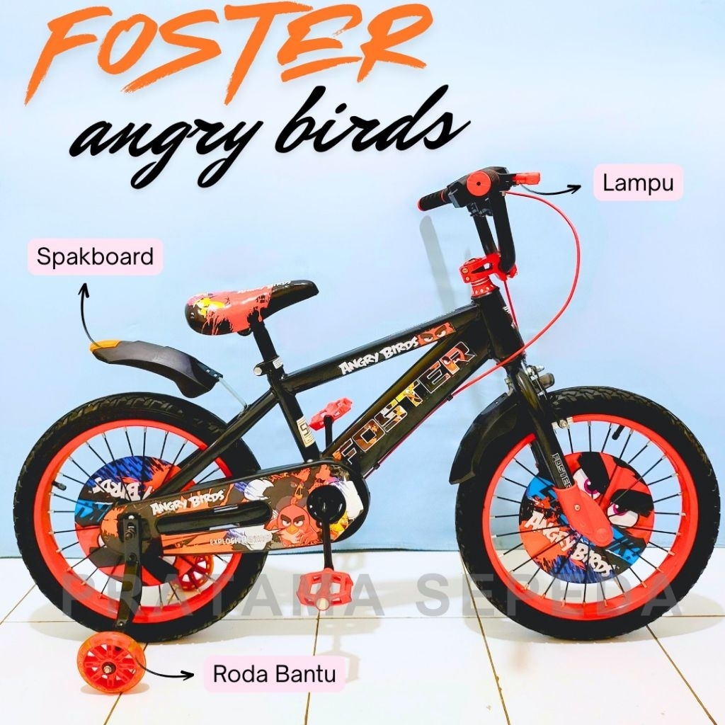 FOSTER ANGRYBIRDS Sepeda Anak Laki-laki 18 Inch Ban Jumbo 3.0