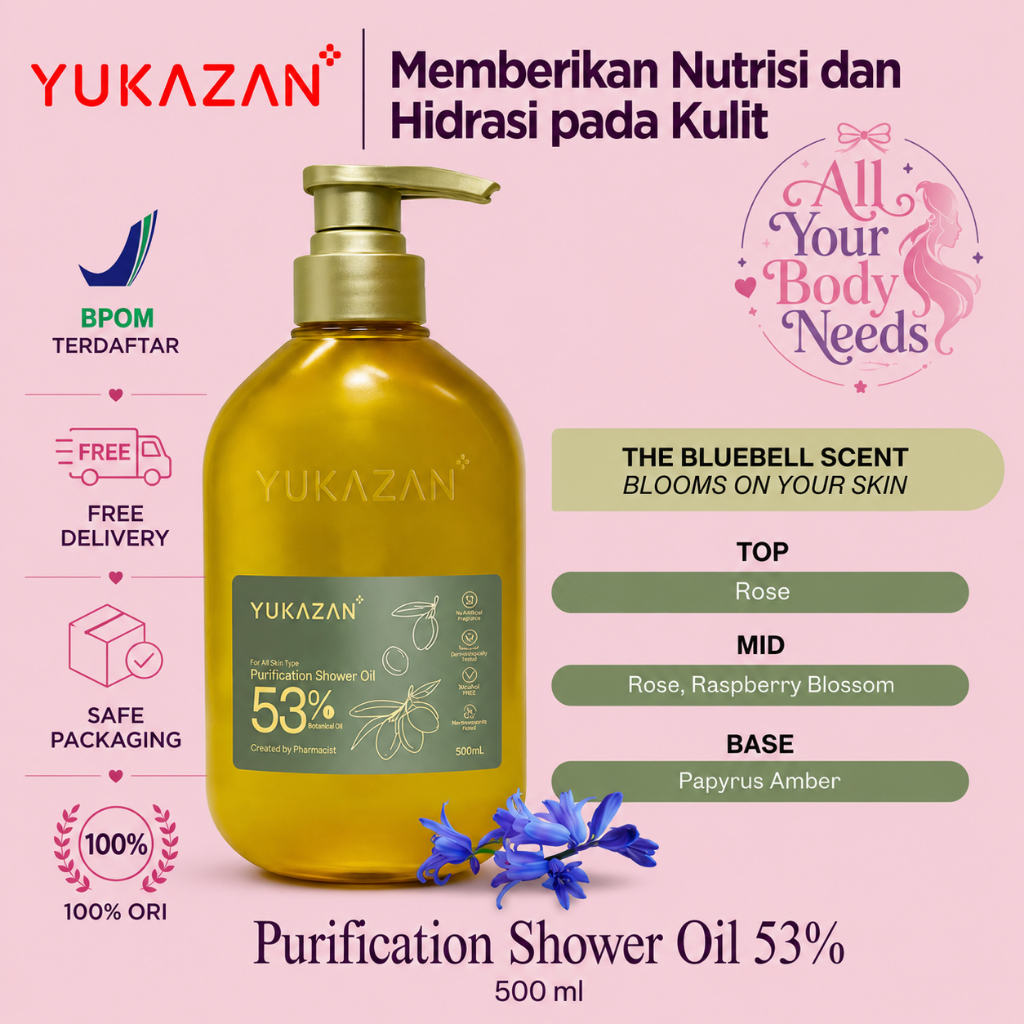 Yukazan Shower Oil Purification Hydration Nourishing 500 ML 300 ML  Sabun Mandi  Body Wash Perawatan Kulit Kering  Aging Skin
