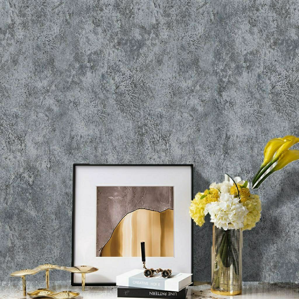 Big Promo Wallpaper Dinding Sticker Batu Bata Alam Bambu Daun Batik Bunga Gold Hitam/ Wallstiker Ele