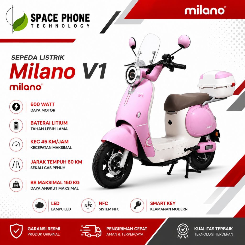 Sepeda Listrik United Milano V1 800 watt baterai lithium