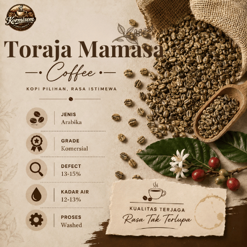 Green Bean biji kopi Arabika Toraja Mamasa -  Komersial | 1Kg / 1000 Gr
