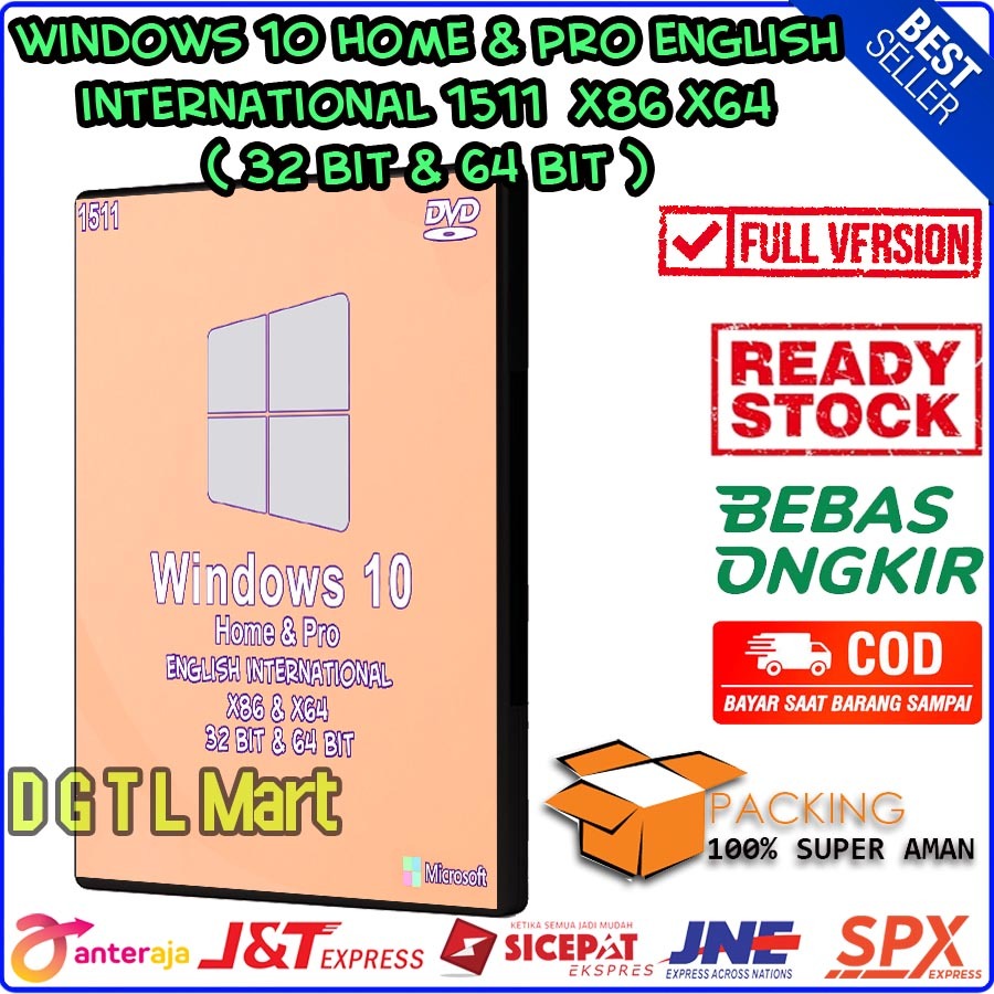 DVD Windows 10 Home and Pro 1511 English International x86 x64 ( 32 Bit and 64 Bit ) ( Versi Ringan 