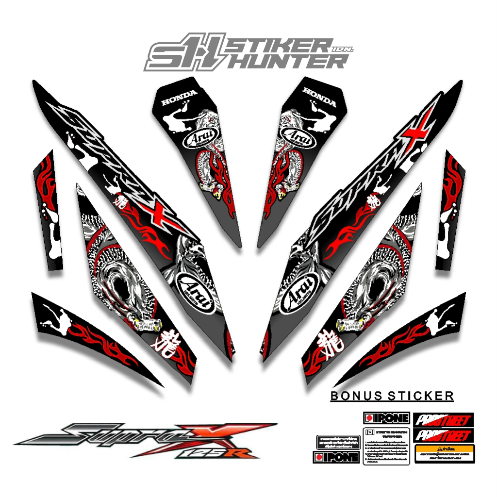 STRIPING STIKER DECAL SUPRA X 125 R 2007 - 2013 MTF DRAGON / STIKER HUNTER / STRIPING MODIF