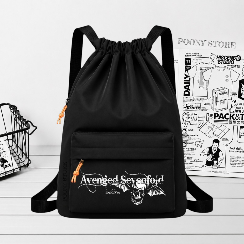 Tas Serut Gendong Stringbag Waterproof Multifungsi Tas Olahraga Pria Wanita Backpack Serut Motif Met