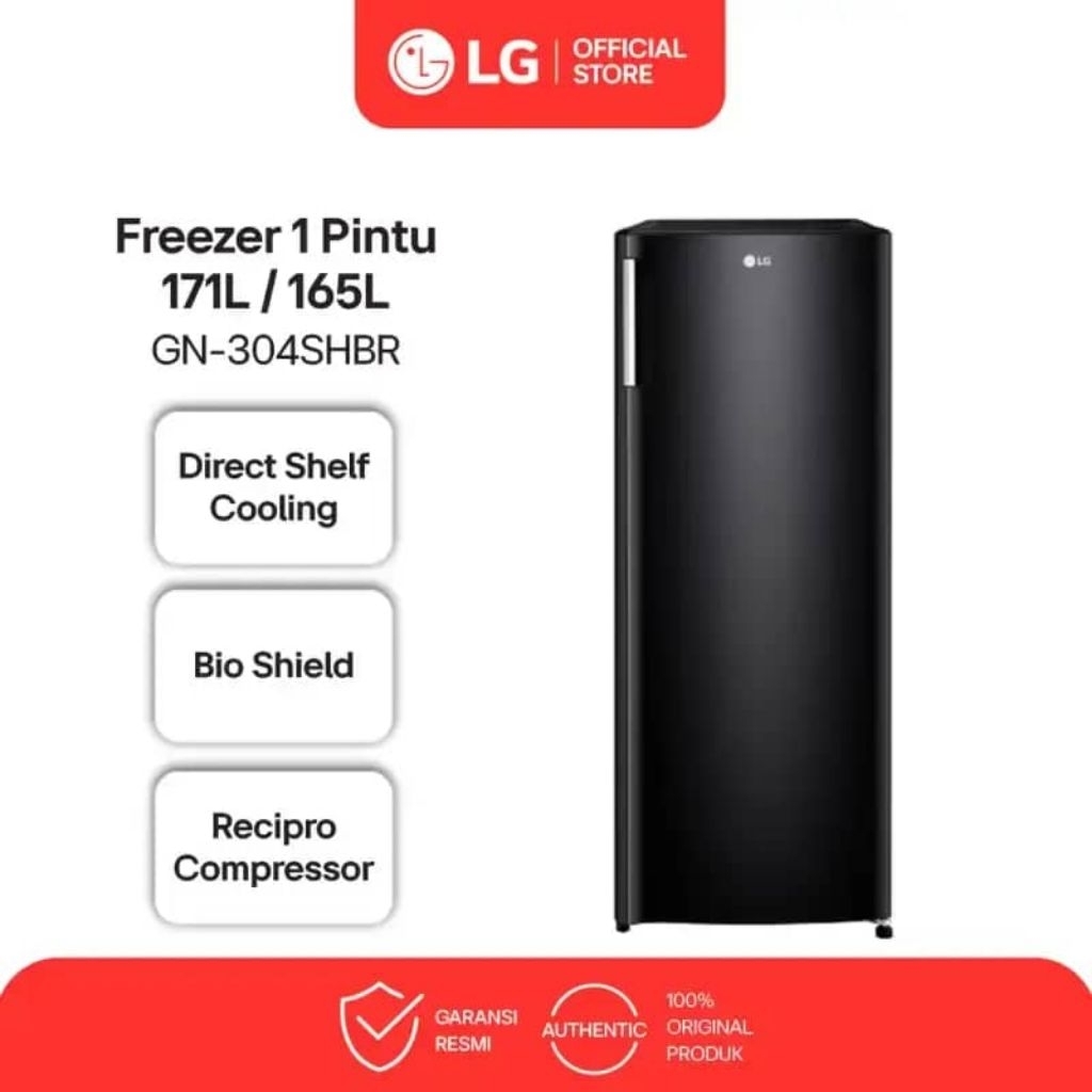 Kulkas Freezer LG GN-INV304 BLACK Smart Inverter 6 Rak