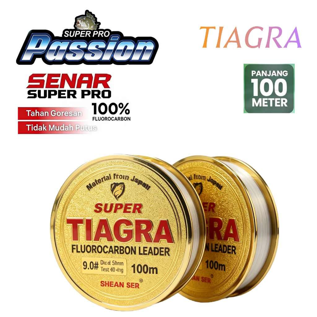 Senar Pancing Leader Fluorocarbon Super Tiagra 100m, Kualitas Terbaik