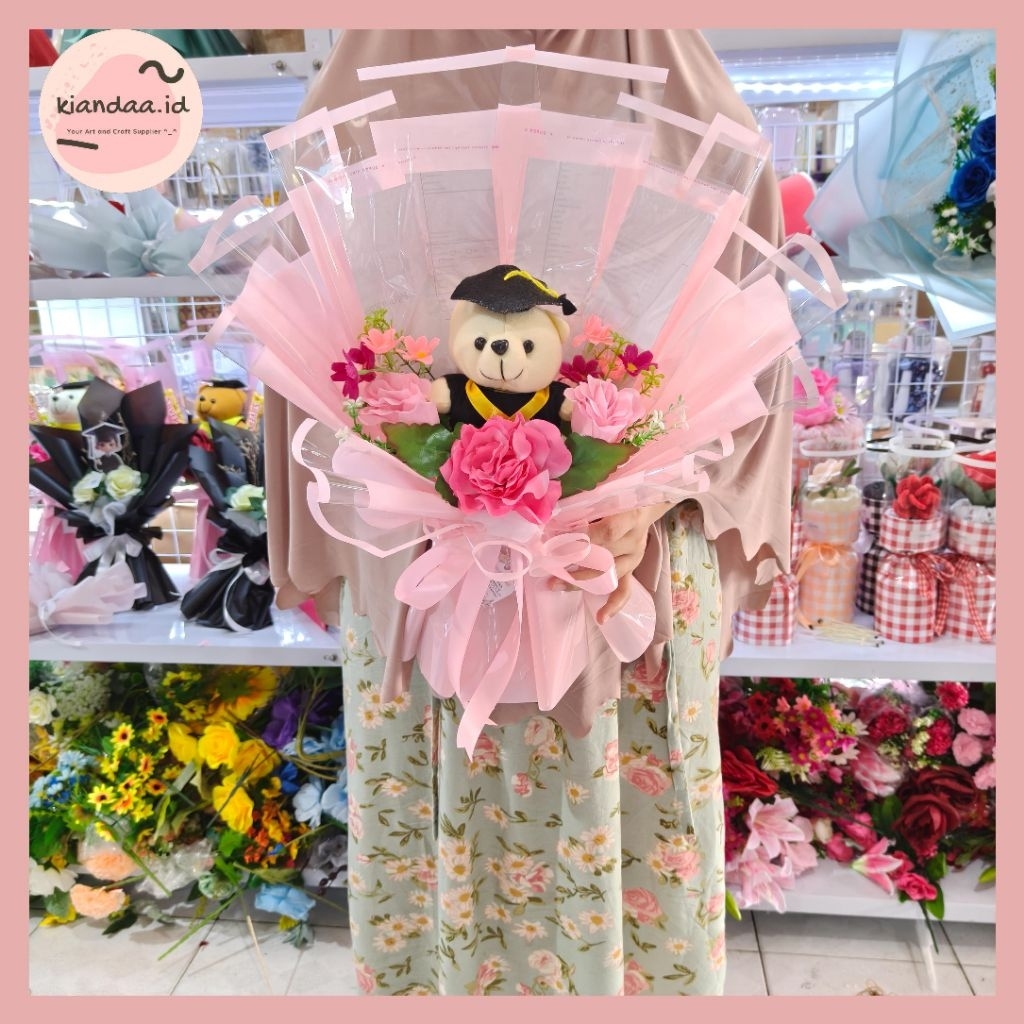 Kiandaa Buket Boneka Wisuda Graduation Gift Bouquet Makassar cod hadiah perpisahan anak TK SD SMP SM