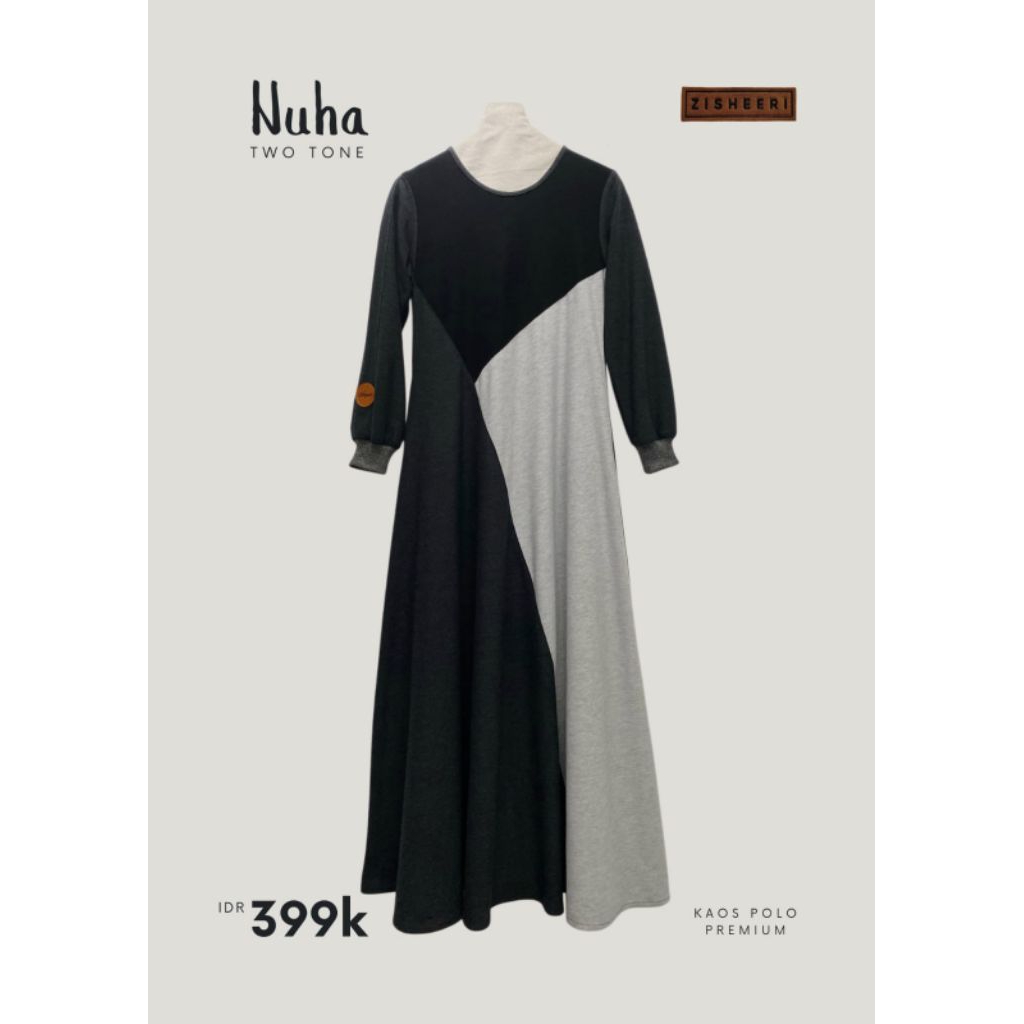 Zisheeri Nuha Two Tone Gamis Sporty Bahan Kaos Polo Premium