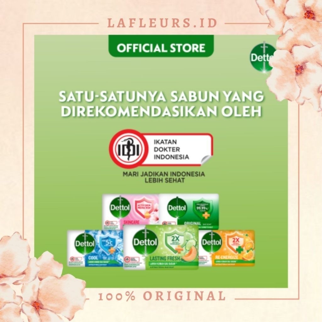 Dettol Sabun Batang 100gram Paketan Beli 4pcs GRATIS 1pcs / Detol Sabun Mandi Batang Cool / Fresh / 