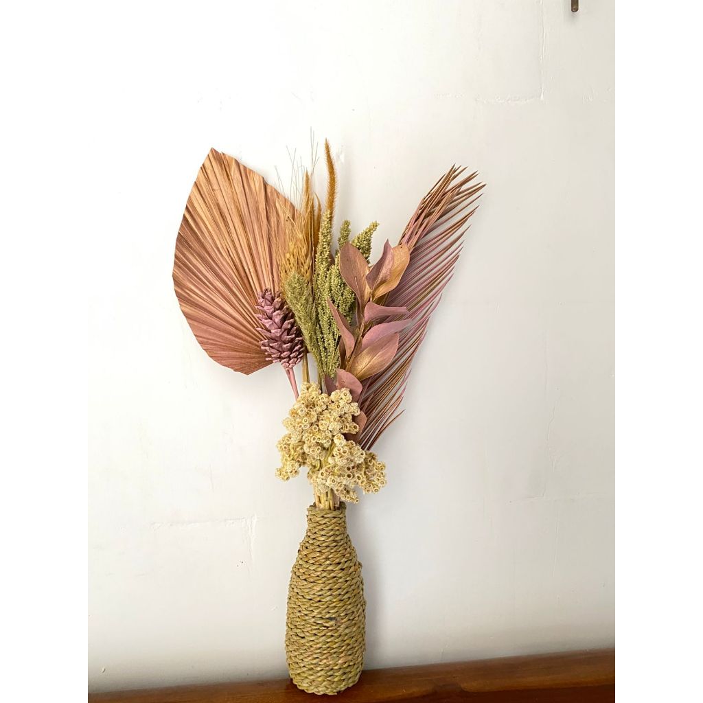 Bunga Kering dan Vas Estetik/ Dekorasi Rustic/ Dried Flower
