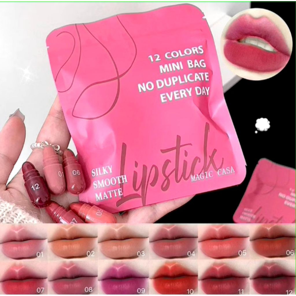 12 Pcs Lipstik Matte Set Lip Matte - Lipstik Matte Anti Air Tahan Lama Yang Tidak Luntur