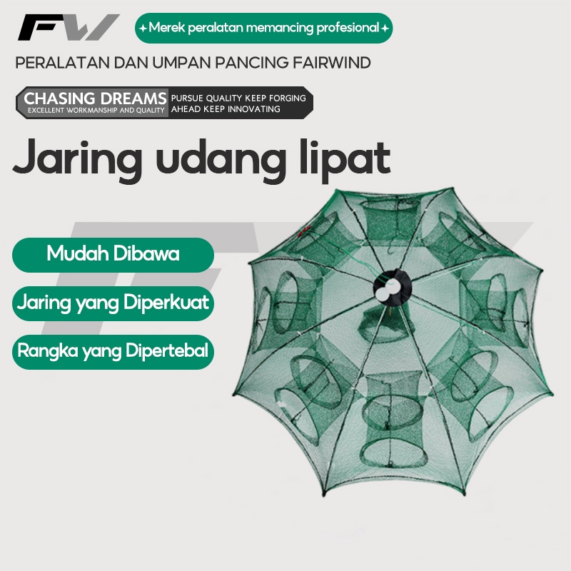 HALODN Jala Ikan Udang Kepiting Perangkap Ikan Payung 4-6-8-10Lubang PHOENIX Perangkap Bubu Payung J