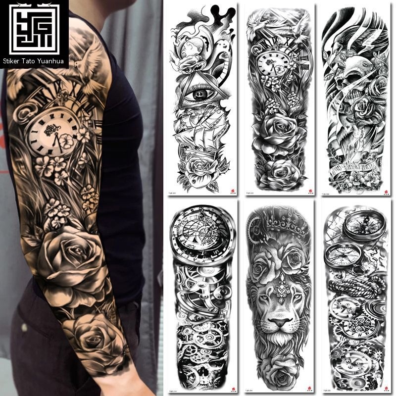 Tato lengan penuh yang keren dan bergaya.Efek realistis, tahan air