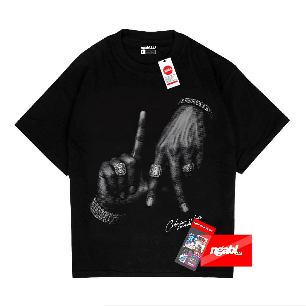 Ngab Kaos Baju Distro Oversize Code For Silence Unisex OVZ040 Hitam Pria Wanita Cotton Combed 24s