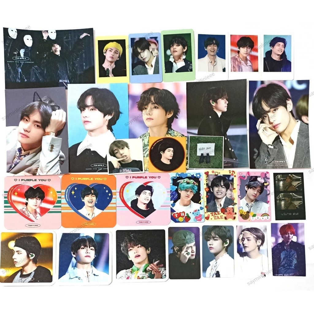 Readystock merch fansite Taehyung V BTS postcard Polaroid sticker deco photostrip coaster photocard 