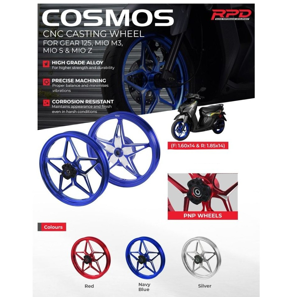 VELG RPD COSMOS CNC CASTING WHEEL VELG SET YAMAHA GEAR 125 / MIO M3/ MIO S/ MIO Z