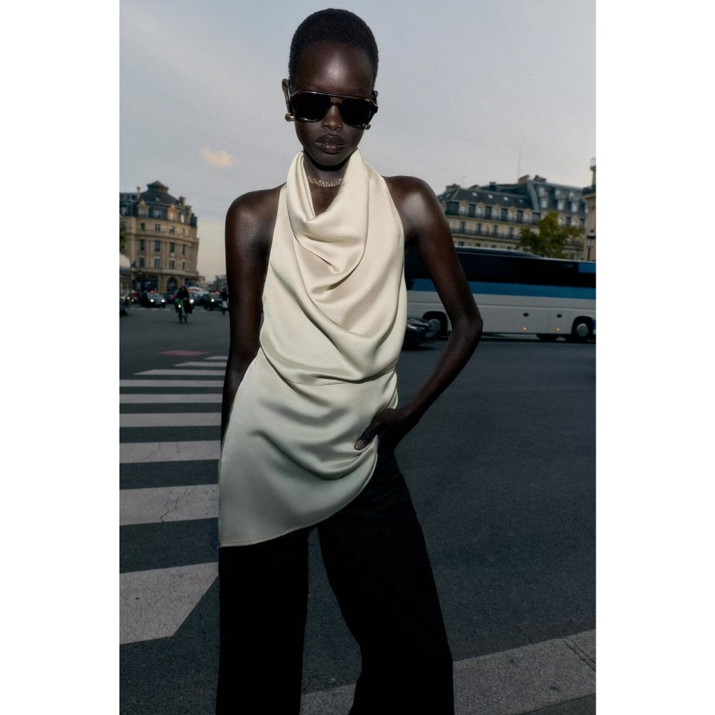 STVE Top Halter Neck || Beige Halter Neck