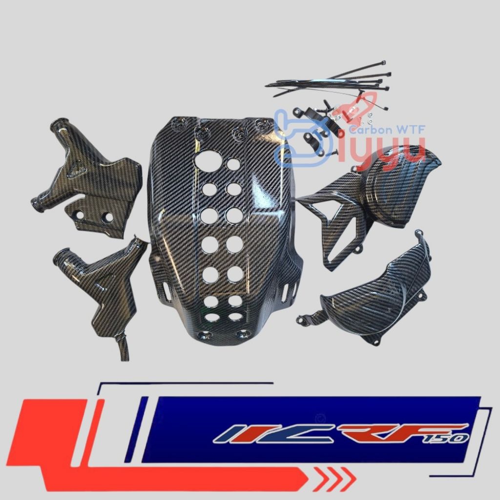 Cover mesin Honda CRF 150L full set  "3pcs" COVER MESIN KANAN KIRI Cover pelindung rangka BAWAH Carb