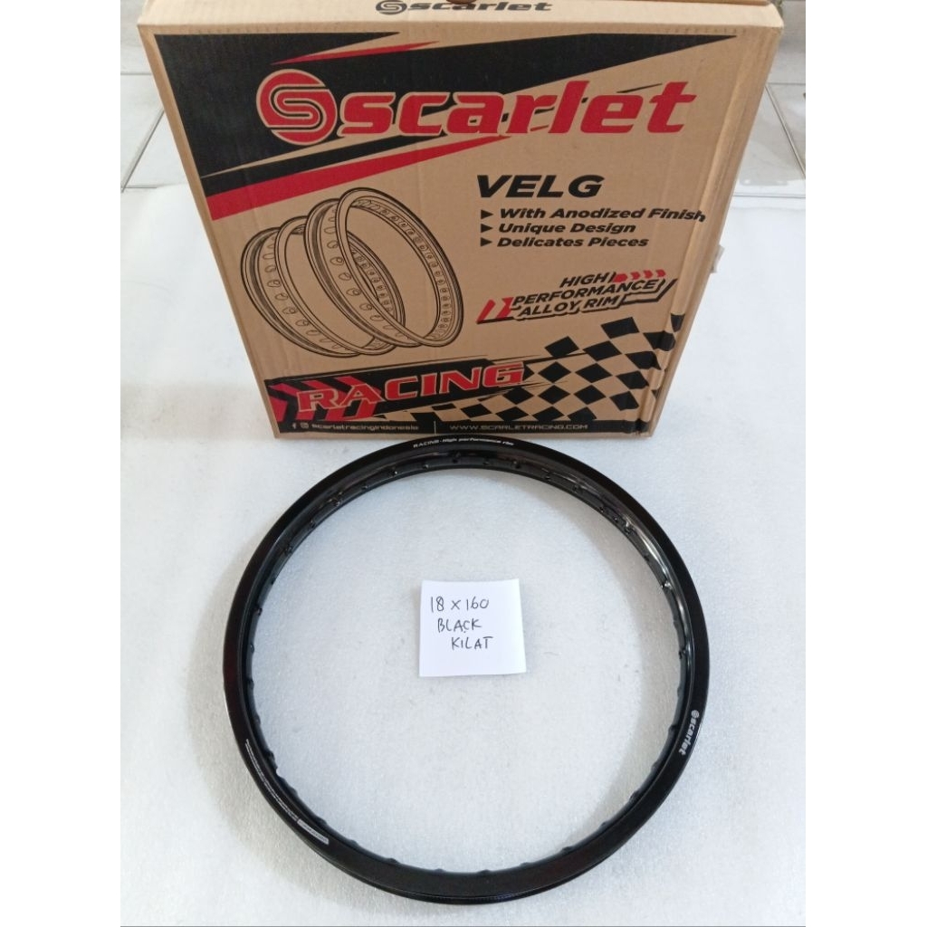 Velg Lingkar SCARLET 18 160 Hitam Kilat Black Glosy