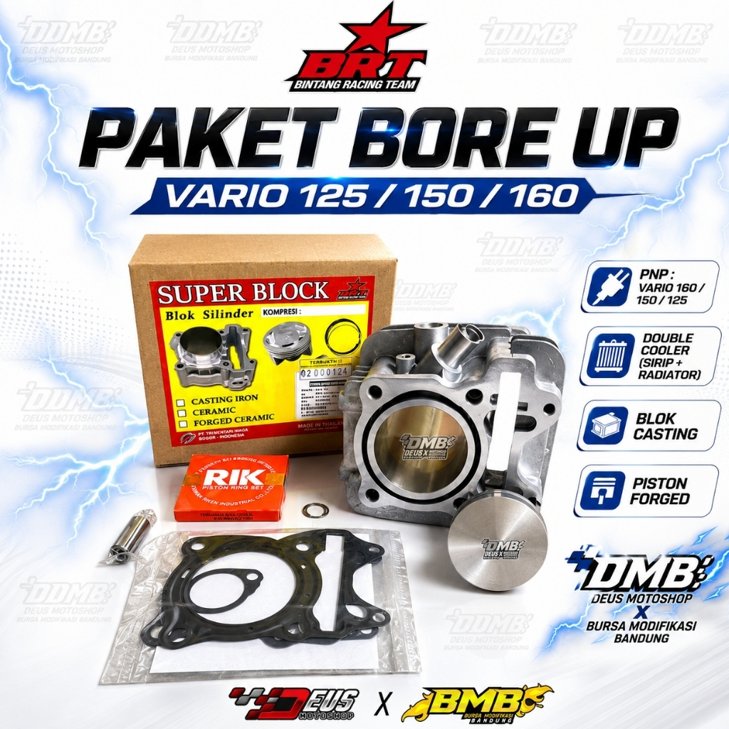BRT BLOK DOUBLE COOLER CAST IRON & FORGED PISTON BRT VARIO 150 VARIO 125 PCX 150 ADV 150 62.00mm