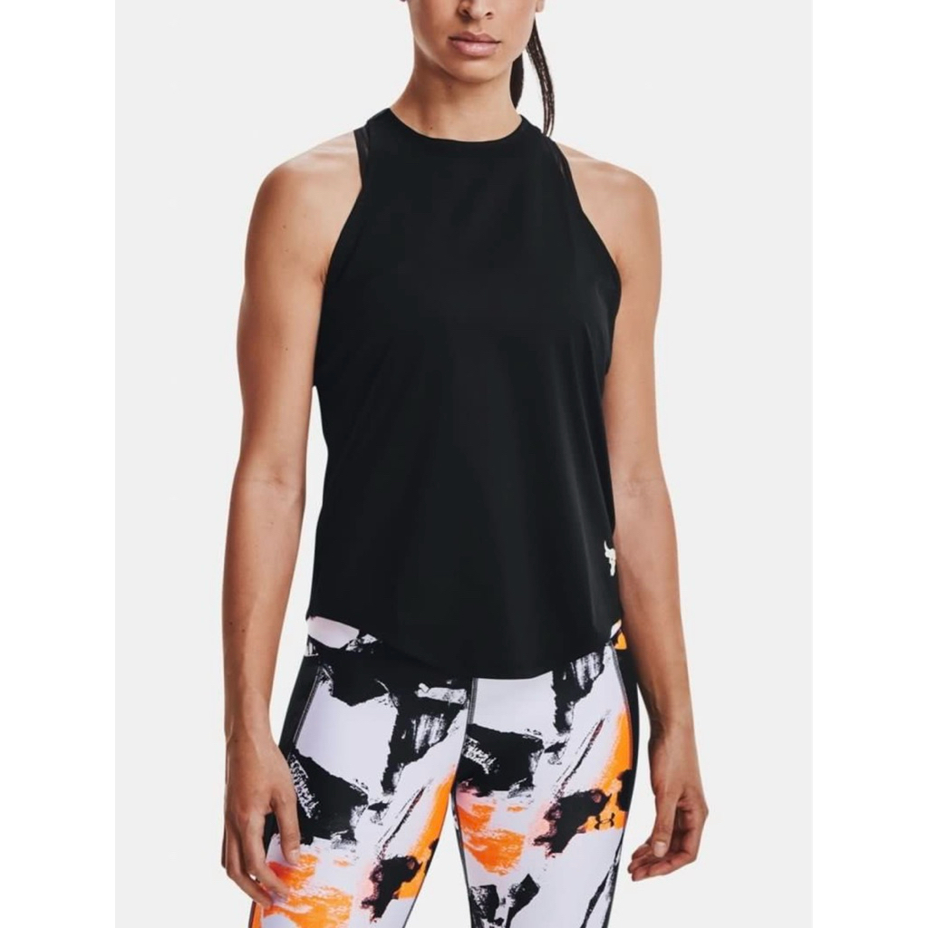 Under Armour Women's Project Rock HeatGear Athlete Black Tank Hyrox Training TankTop Original Baju G