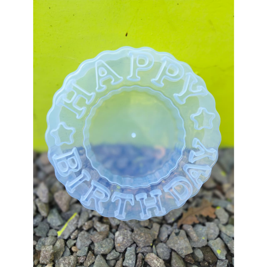 Cetakan Puding Bulat Happy Birthday Plastik Loyang Kue 20cm Cetakan Bolu Happy Birthday Ulang Tahun 