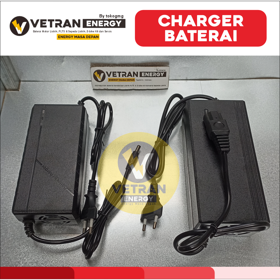 Charger Baterai Lithium Ion dan lifepo4 vrla  Selis 24v 36V 48V 60V 12AH 20AH Sepeda Listrik 7S 10S 