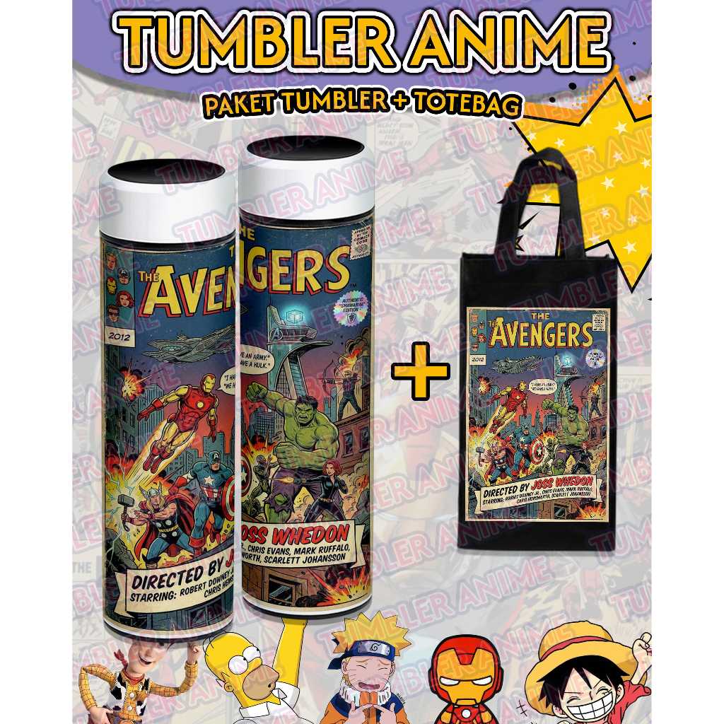 TUMBLER SOVENIR ANIME KARAKTER - TUMBLER KARAKTER ANIME - TUMBLER BAND - PAKET TUMBLER + TOTEBAG