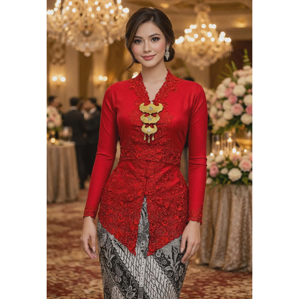 KEBAYA JADI MEDAN KEBAYA KATUN STRECH BORDIR LENGAN PANJANG KANCING BUNGKUS FREE OBI LEPASAN