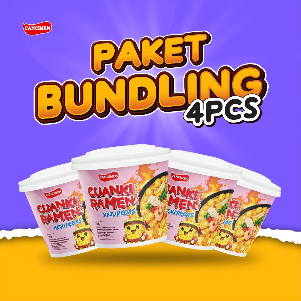 CANCIMEN - Paket Bundling 4 Pcs Cuanki Ramen Keju Pedas Instan