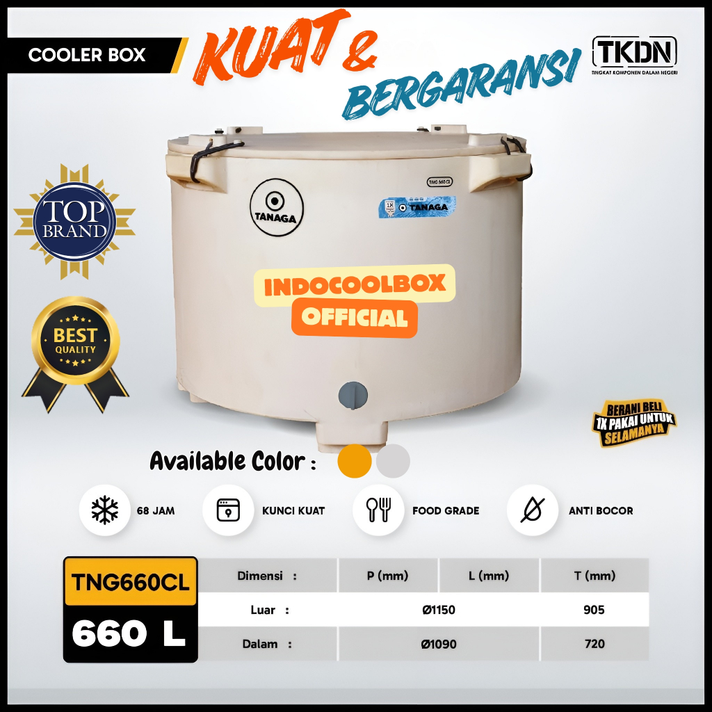 Cooler Box Tanaga 660 Liter Cylinder Termos Kotak Tempat Es Batu Daging Ikan Frozen Coolbox Ice Box