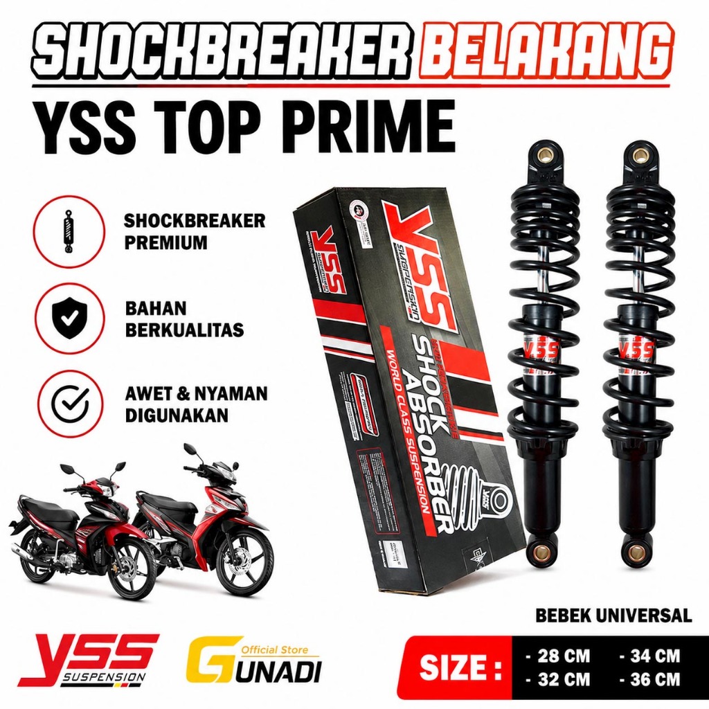 Shock Breaker Sok Belakang YSS Top Prime Non Tabung Bebek F1Zr Vega R Vega Z R RX King Tiger Thunder
