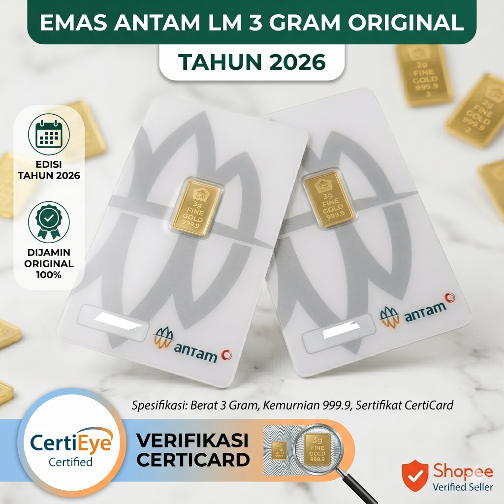 Logam Mulia Antam Emas Batangan 3 Gram Original Kemasan Certieye Tahun 2026 Harga Pasaran